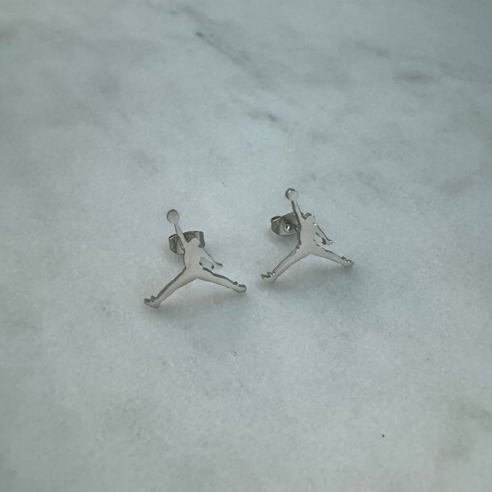 Jordan Jumpman Earrings - Silver Studs - Michael Jordan - MJ - Basketball